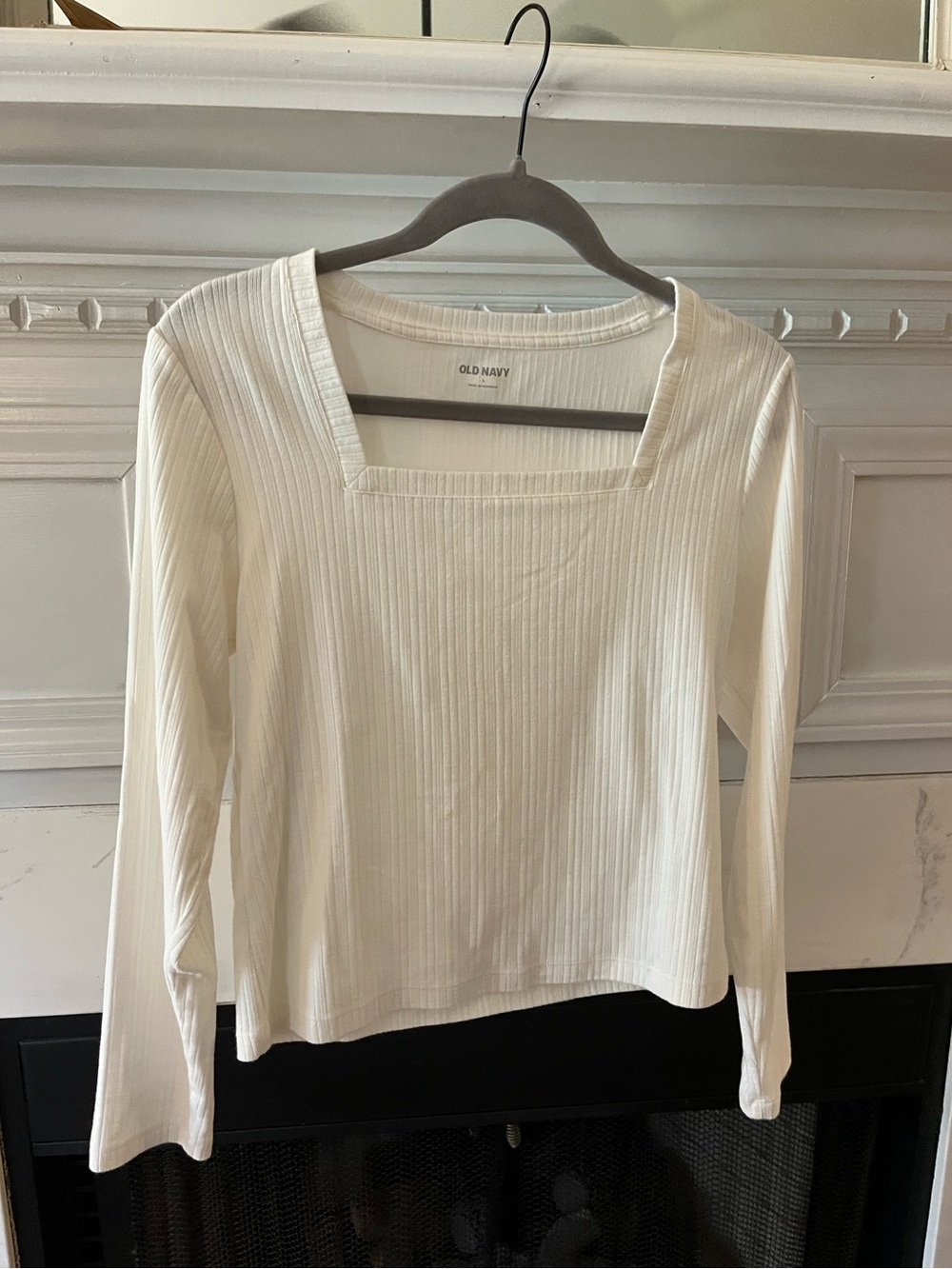Old Navy Women's Cream Ribbed Square Neck Top